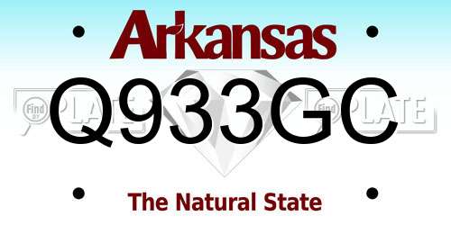 Q933GC Arkansas License Plate