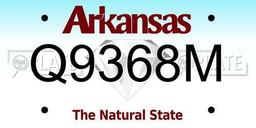 Q9368M Arkansas License Plate