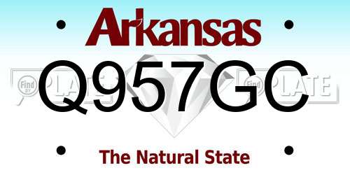 Q957GC Arkansas License Plate