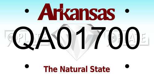 QA01700 Arkansas License Plate