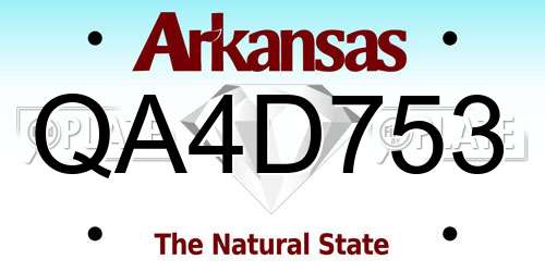 QA4D753 Arkansas License Plate