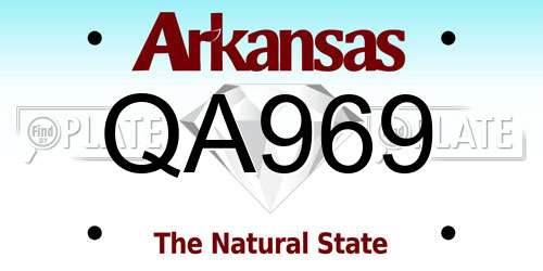 QA969 Arkansas License Plate