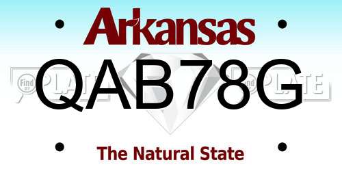 QAB78G Arkansas License Plate