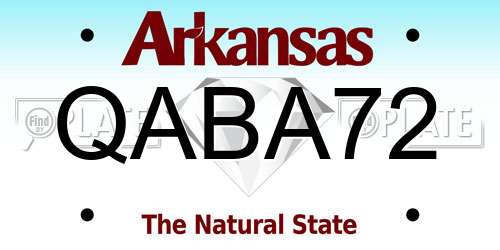 QABA72 Arkansas License Plate