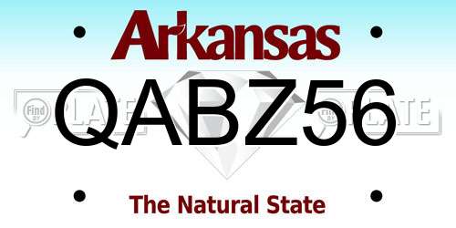 QABZ56 Arkansas License Plate
