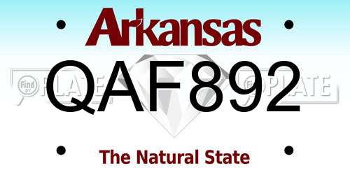 QAF892 Arkansas License Plate