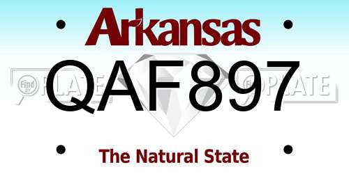 QAF897 Arkansas License Plate