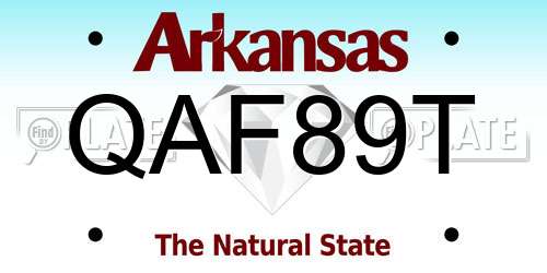 QAF89T Arkansas License Plate
