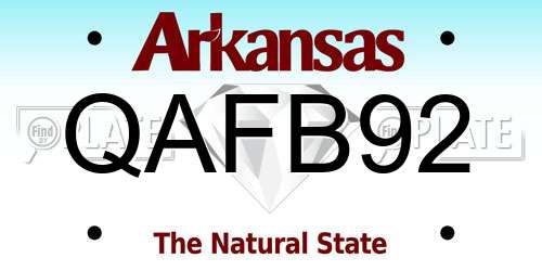 QAFB92 Arkansas License Plate