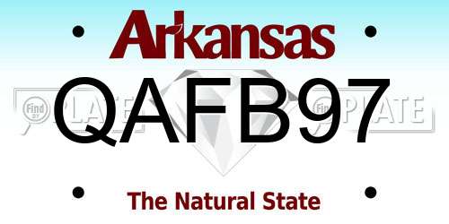 QAFB97 Arkansas License Plate