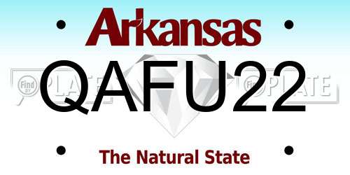 QAFU22 Arkansas License Plate