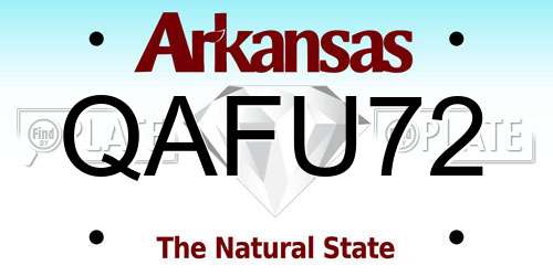 QAFU72 Arkansas License Plate