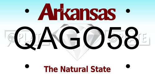 QAGO58 Arkansas License Plate
