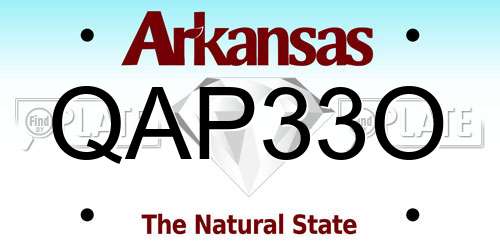 QAP33O Arkansas License Plate