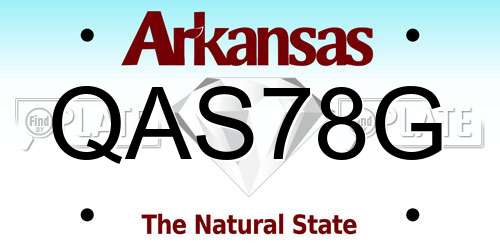 QAS78G Arkansas License Plate