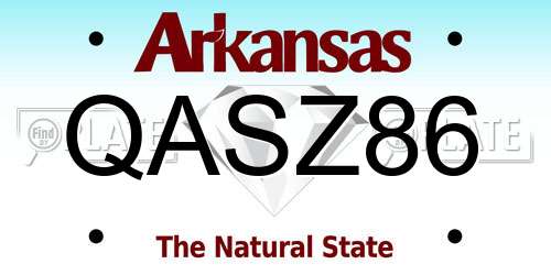 QASZ86 Arkansas License Plate