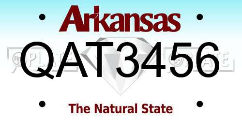QAT3456 Arkansas License Plate