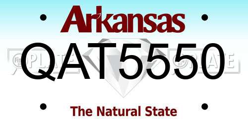 QAT5550 Arkansas License Plate