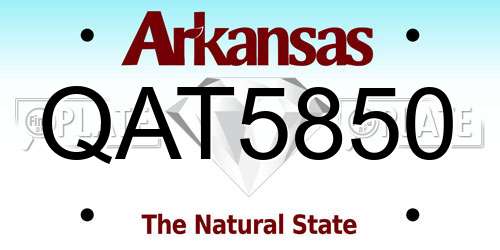 QAT5850 Arkansas License Plate