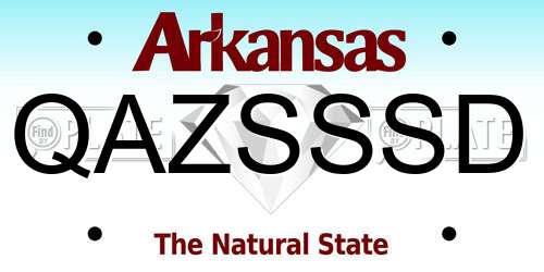 QAZSSSD Arkansas License Plate