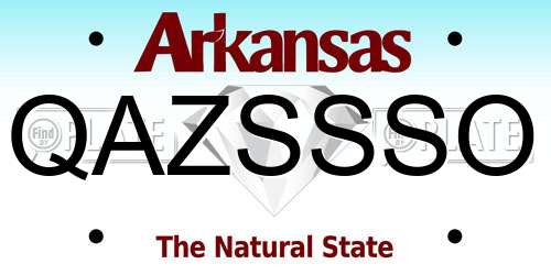 QAZSSSO Arkansas License Plate