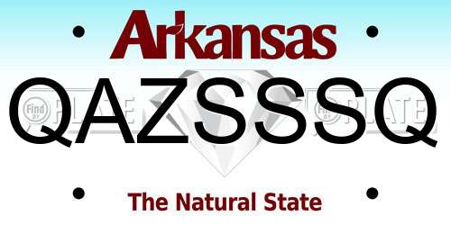 QAZSSSQ Arkansas License Plate