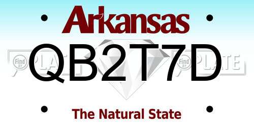 QB2T7D Arkansas License Plate