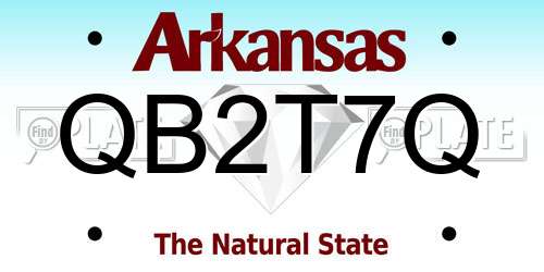 QB2T7Q Arkansas License Plate