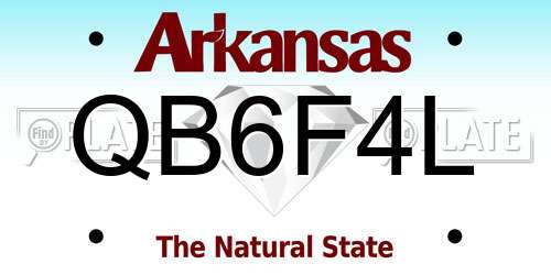 QB6F4L Arkansas License Plate