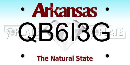 QB6I3G Arkansas License Plate