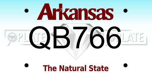 QB766 Arkansas License Plate