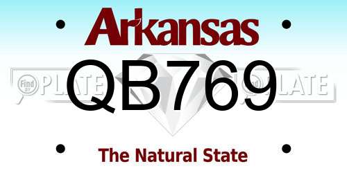 QB769 Arkansas License Plate