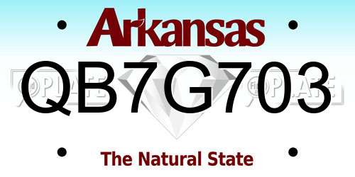 QB7G703 Arkansas License Plate