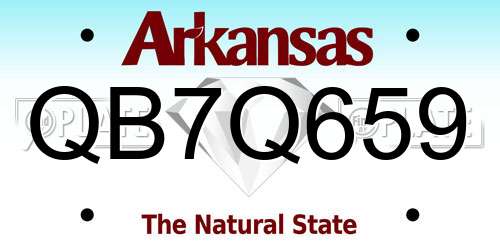 QB7Q659 Arkansas License Plate