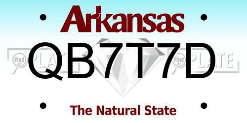 QB7T7D Arkansas License Plate