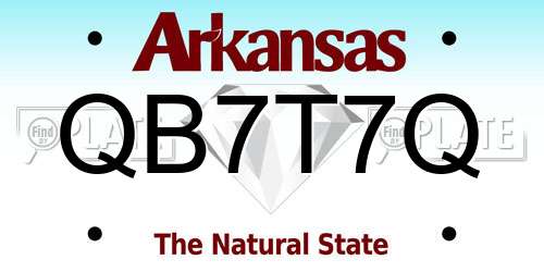 QB7T7Q Arkansas License Plate