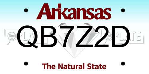 QB7Z2D Arkansas License Plate