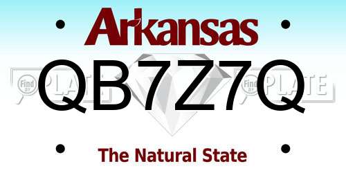 QB7Z7Q Arkansas License Plate