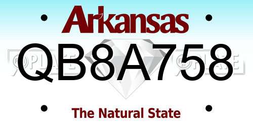QB8A758 Arkansas License Plate