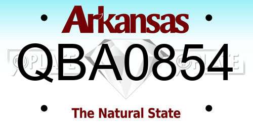 QBA0854 Arkansas License Plate