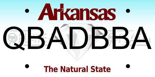 QBADBBA Arkansas License Plate