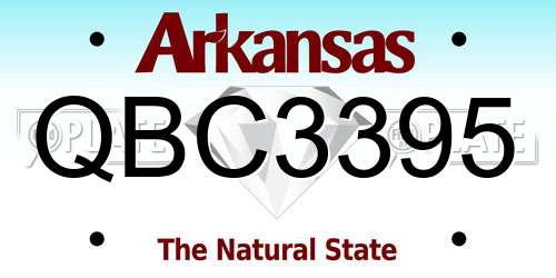 QBC3395 Arkansas License Plate