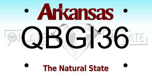 QBGI36 Arkansas License Plate
