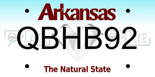 QBHB92 Arkansas License Plate