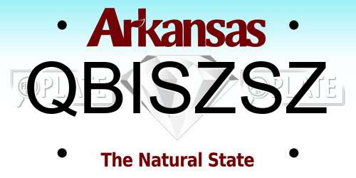 QBISZSZ Arkansas License Plate