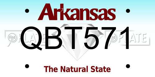 QBT571 Arkansas License Plate