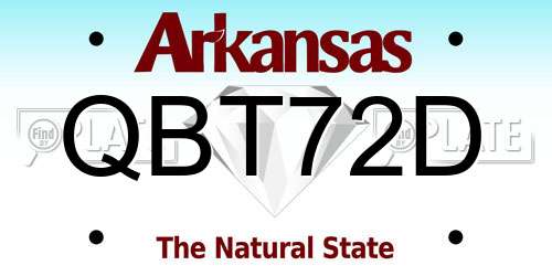 QBT72D Arkansas License Plate