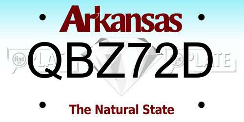 QBZ72D Arkansas License Plate