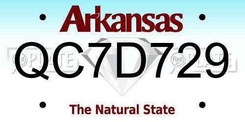 QC7D729 Arkansas License Plate