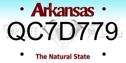 QC7D779 Arkansas License Plate